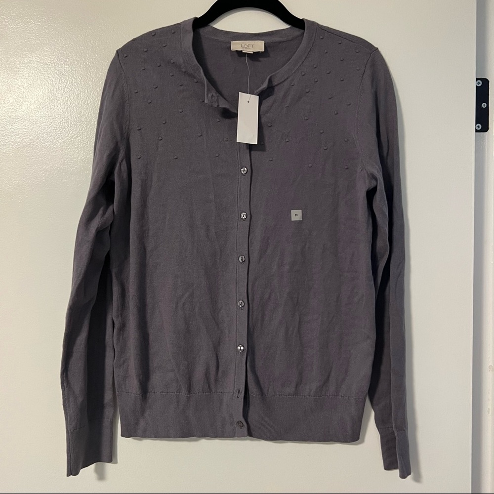 Purple Grey Dot LOFT Long Sleeve Sweater